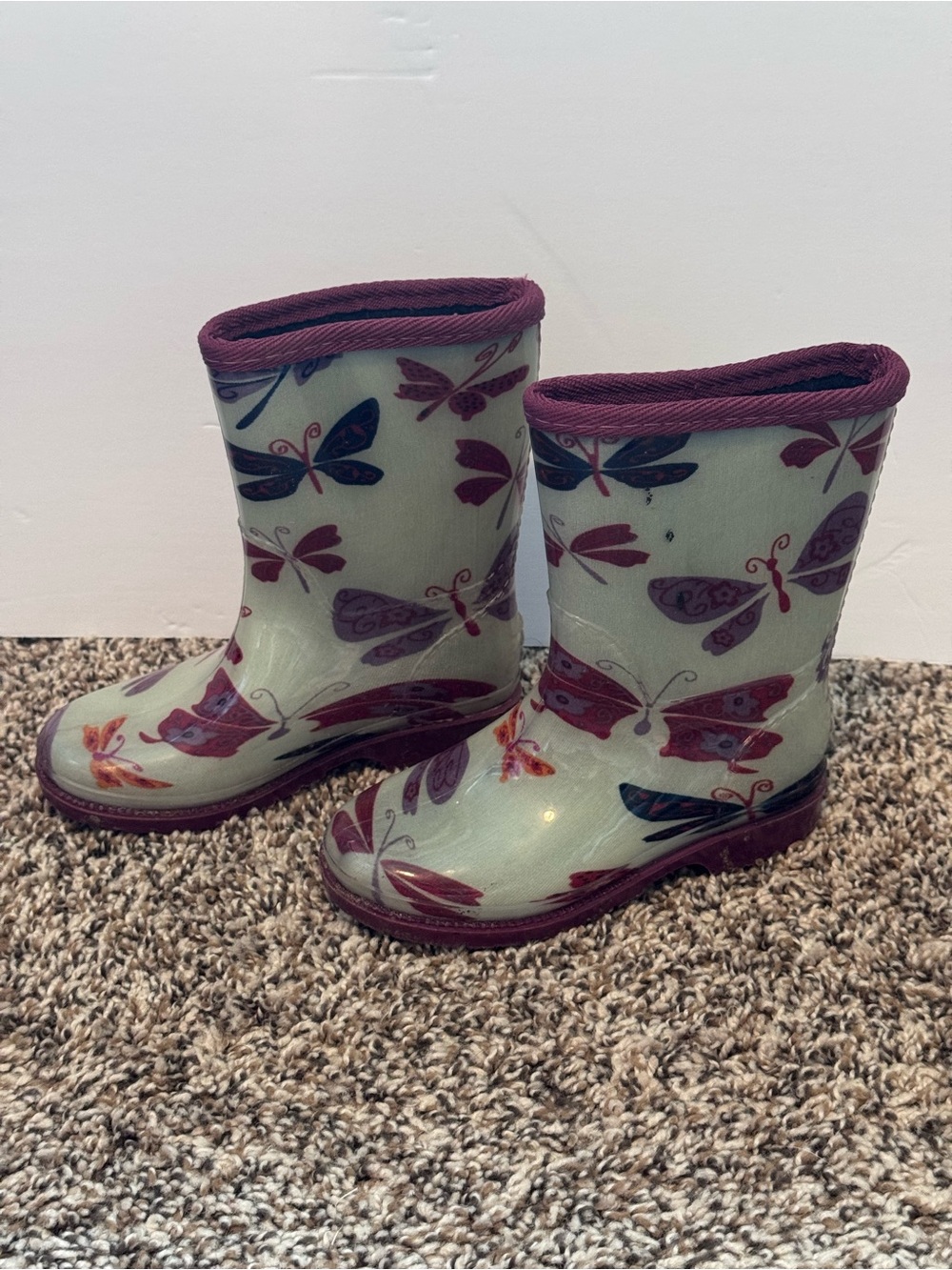 Kids Butterfly Rain Boots with warm lining for Fall and Winter
